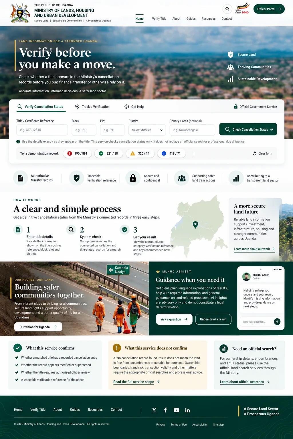 Design reference for the cancelled land title verification interface